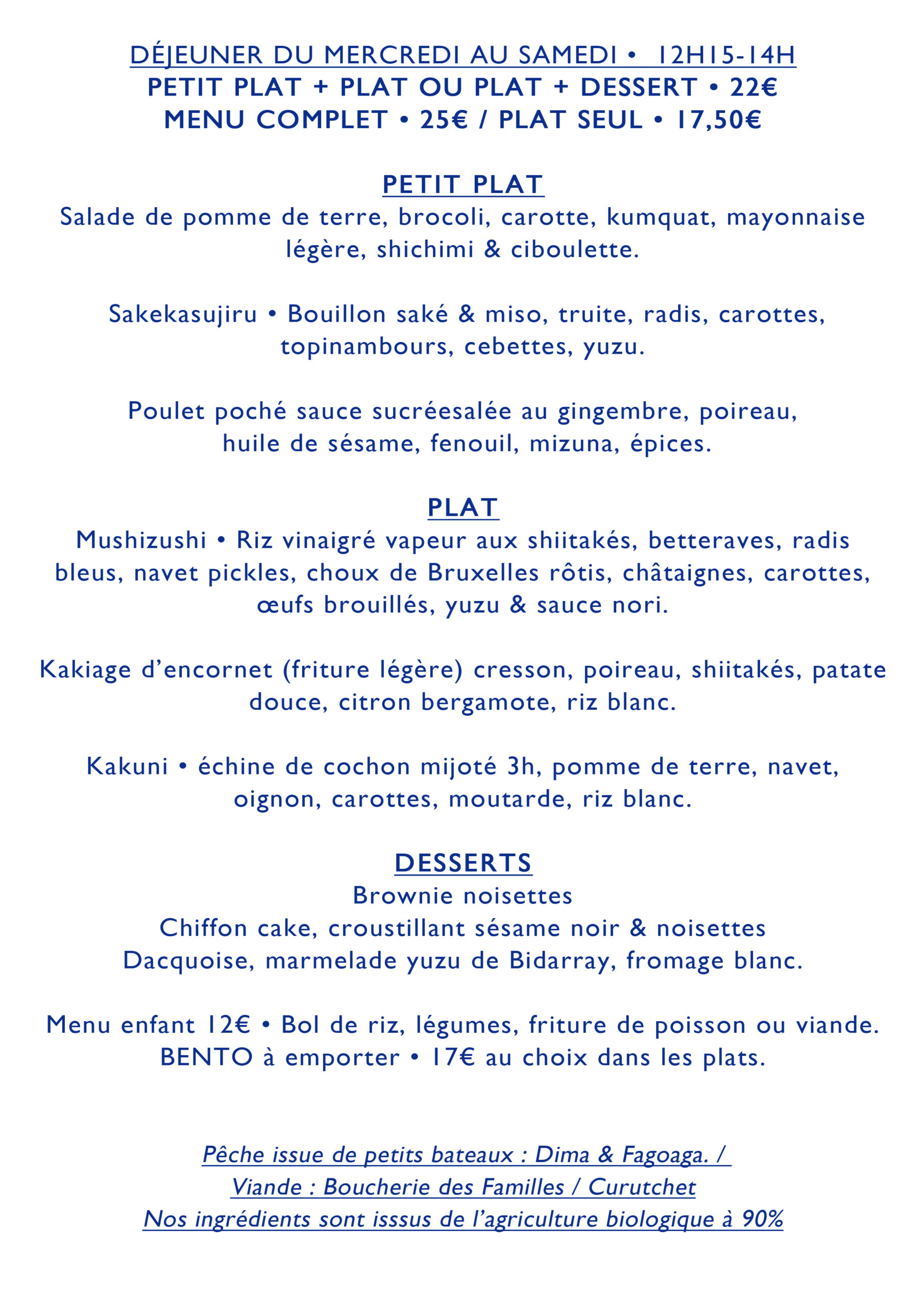 Menu déjeuner